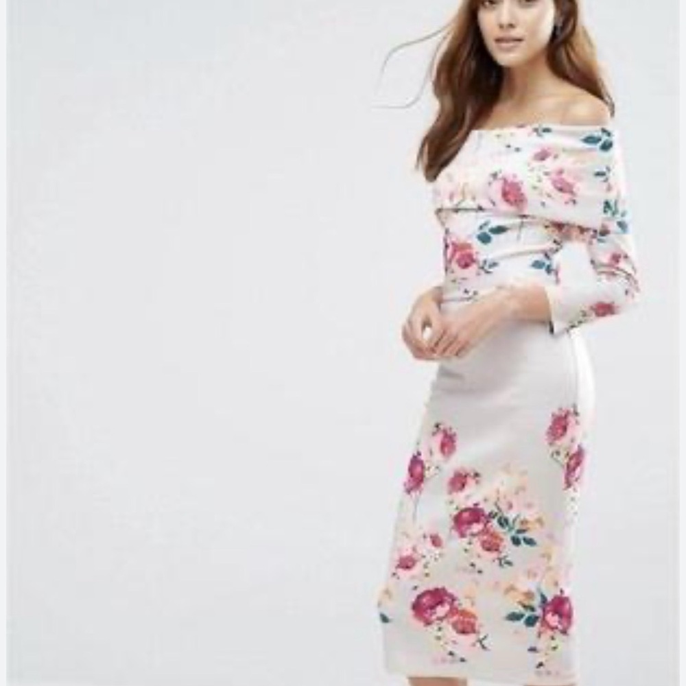 Asos Off-Shoulder midi Floral Dress - Picture 4 of 11